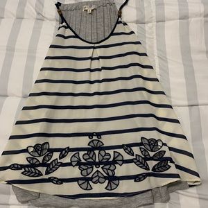 Striped tank with bead detailing